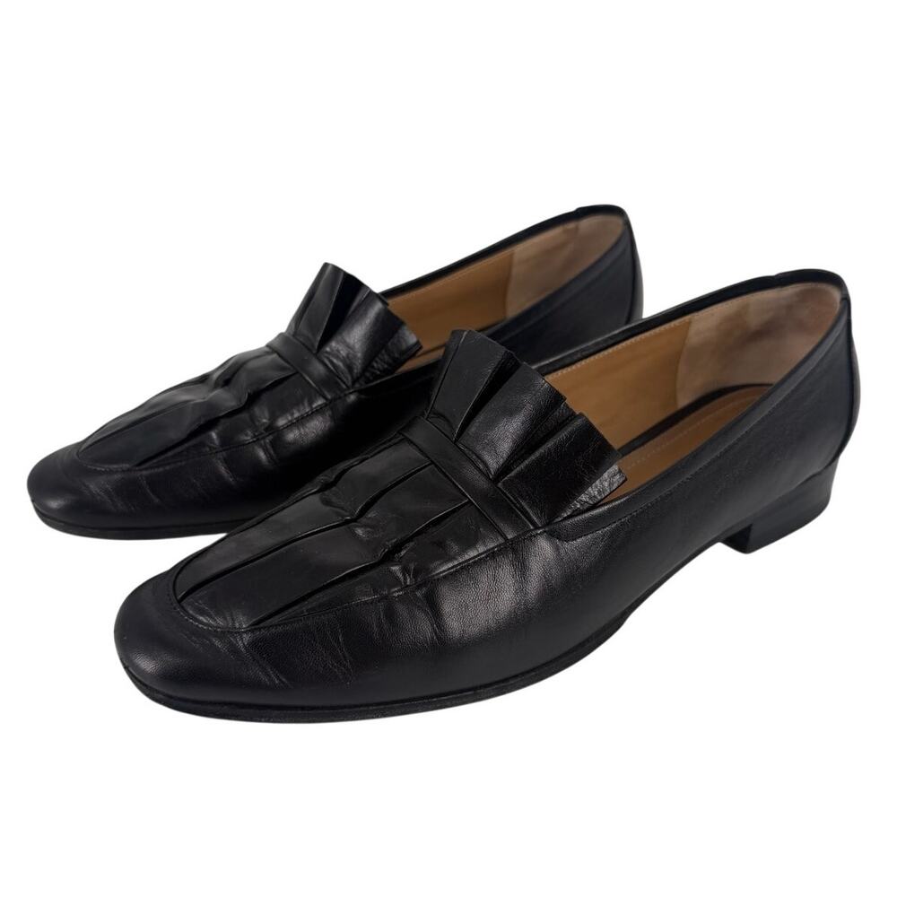 The Row Women's Pleated Black Loafer Adam Size EU 41 Preppy Classic Quiet Luxury
